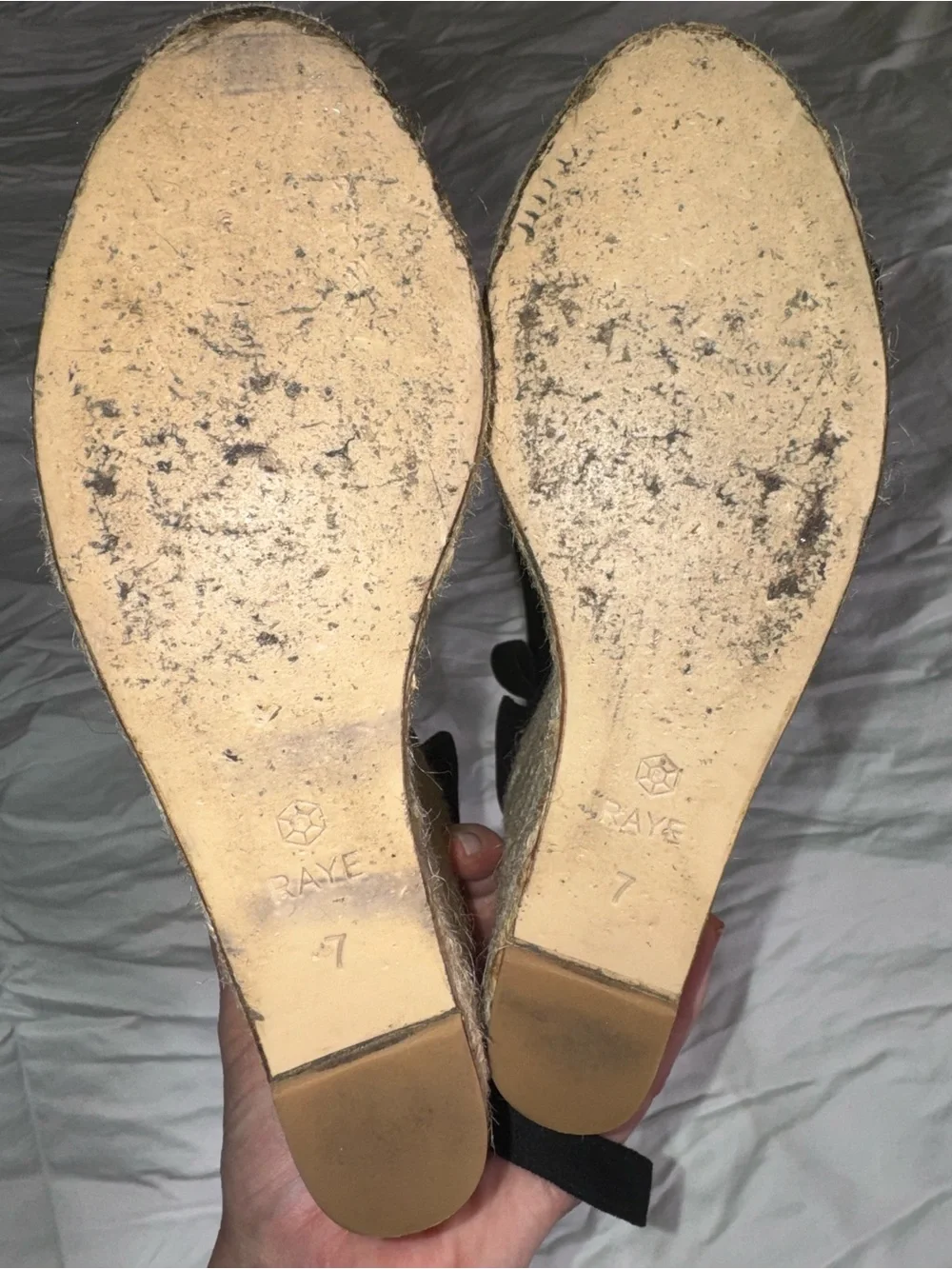 RAYE Black Suede Espadrille Wedges, Size 7